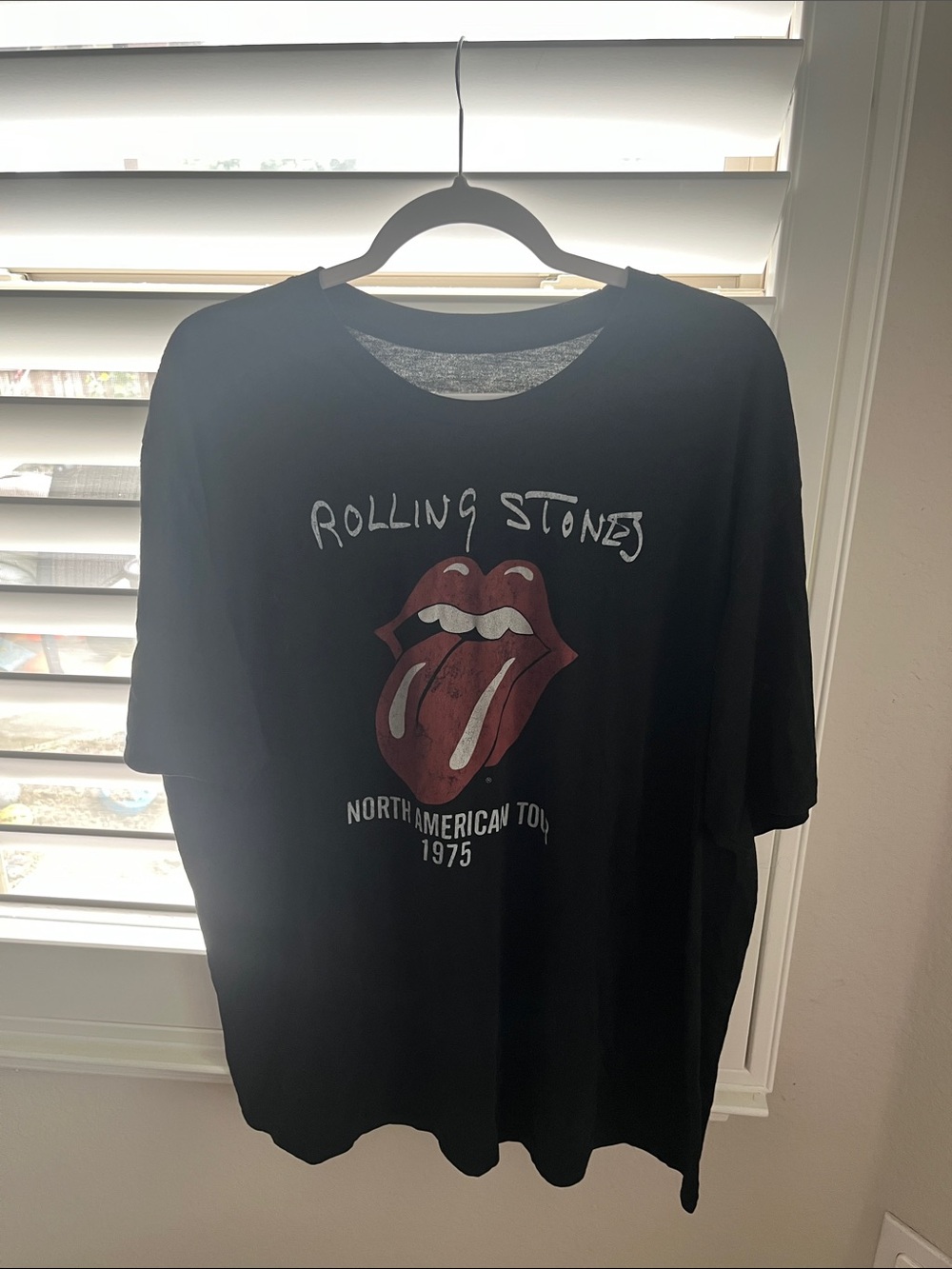 the Rolling Stones Black Tee with White Script Logo